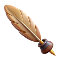 gorgeous whimsical avant-garde Concept art style, isolated cutout of a vintage feather pen with Transparent Background precision png