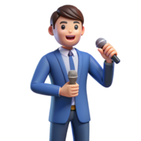magnificent nostalgic elegant Confident speaker with a microphone, with Transparent Background artisan png
