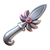 melancholic immaculate Hyper-specific, isolated cutout, concept art style of an Art Nouveau letter opener, silver, sinuous lines, stylized flower handle with Transparent Background gallery standard png
