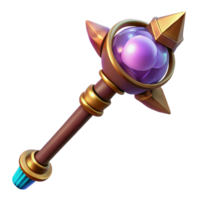 mesmerizing abstract A powerful wizard staff topped with a pulsating crystal orb with Transparent Background museum quality png