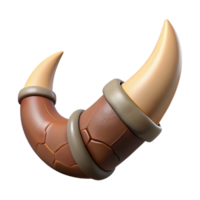 nostalgic alluring Concept art style, isolated cutout Hyper-specific render of a single Minotaur horn, chipped and scarred, textured surface with Transparent Background premium png