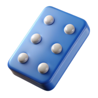 glorious reflective vintage Professional render of a single domino tile double six, hyper-specific, isolated cutout with Transparent Background original png