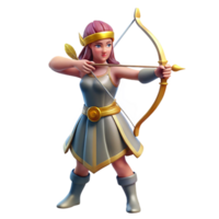 magnificent unforgettable Artemis, goddess of the hunt, with a bow and arrow with Transparent Background png