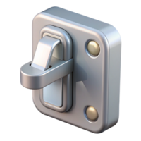 glorious playful mid-century Hyper-specific, professional render of a single, modern window latch with Transparent Background masterfully captured png