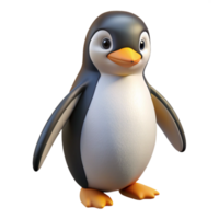 magnificent intense futuristic Ultra-detailed, professional render of a single penguin, waddling, isolated cutout, with Transparent Background 4K png
