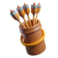 romantic beautiful A quiver full of arrows with fletched feathers, with Transparent Background handcrafted png