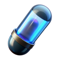 celebrated artistic Hyper-specific, ultra-detailed render of a single, glowing energy capsule with Transparent Background artisan png