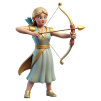 inspired abstract Artemis, goddess of the hunt, with a bow and arrow with Transparent Background handcrafted png