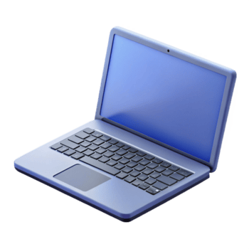 ethereal wonderful Photorealistic, isolated cutout of a single open laptop displaying a blank screen, hyper-specific keyboard layout, professional render with Transparent Background exclusive png