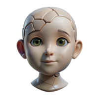 captivating intense bohemian Hyper-specific concept art style isolated cutout of a cracked porcelain doll head, professional render with Transparent Background exclusive png