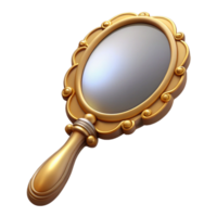 joyful radiant Photorealistic, ultra-detailed isolated cutout of a vintage hand mirror with ornate frame with Transparent Background genuine png