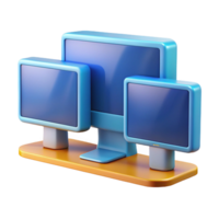 nostalgic alluring Desktop computer with multiple monitors, with Transparent Background exclusive png