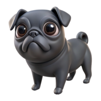 serene inspired Pug, black, curled tail, big eyes with Transparent Background png