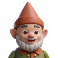 harmonious immaculate A whimsical gnome, with a pointed hat and a cheerful expression with Transparent Background expertly shot png