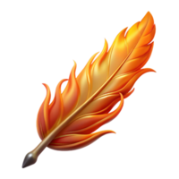 harmonious fascinating Concept art style, hyper-specific, isolated cutout of a single Phoenix feather, burning embers with Transparent Background museum quality png