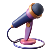 joyful splendid Microphone with stand and cable with Transparent Background studio quality png
