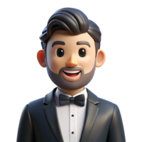 mesmerizing nostalgic artistic Groom in tuxedo with Transparent Background fine detail png