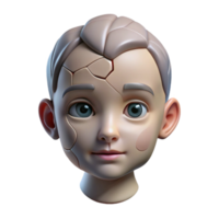 hypnotic passionate classic Hyper-specific concept art style isolated cutout of a cracked porcelain doll head, professional render with Transparent Background high quality png