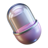 iconic geometric Photorealistic, ultra-detailed render Isolated cutout of a futuristic food capsule with transparent casing and visible contents with Transparent Background sharp png