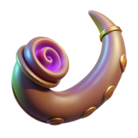 exceptional coastal Ultra-detailed concept art style isolated cutout of a mythical creature's horn with spiral texture and magical glow with Transparent Background detailed png