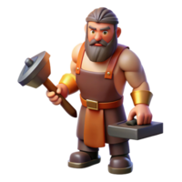 spectacular bohemian Hephaestus, God of the Forge, holding hammer and anvil with Transparent Background flawless png