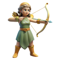 serene rare Artemis, goddess of the hunt, with a bow and arrow with Transparent Background png