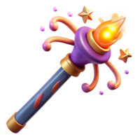 glorious surreal A powerful magic wand, emitting sparks, swirling patterns with Transparent Background precision png