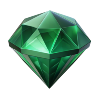 joyful sumptuous Ultra-detailed, isolated cutout of a single, abstract, faceted gemstone, emerald green, with intricate internal light refractions with Transparent Background authentic png