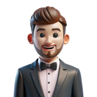 pristine peaceful geometric Groom in tuxedo with Transparent Background high resolution png