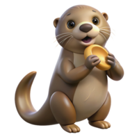 harmonious exquisite A playful sea otter, holding a shell with Transparent Background gallery standard png