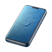 romantic picturesque A single, modern smartphone with a cracked screen with Transparent Background elite png