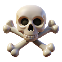 pristine minimalist Skull and crossbones with Transparent Background studio quality png