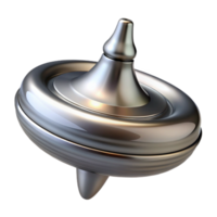 dazzling celebrated Photorealistic, hyper-specific render of an isolated, spinning top made of polished chrome with intricate engravings with Transparent Background png