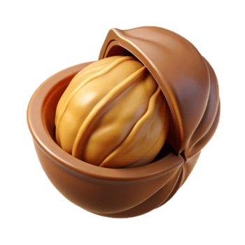 immaculate distinguished Open walnut shell with nut inside with Transparent Background png