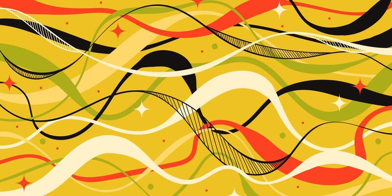 Colorful Abstract Fluid Lines with Stars and Motion Effect. Perfect for cards, print, posters, banners, web, branding