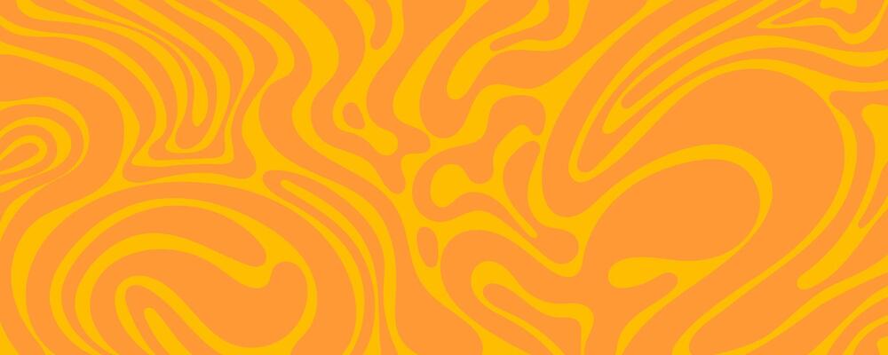 Orange Abstract Swirl Pattern with Smooth Liquid Shapes and Psychedelic Texture. Vibrant multicolored design with flowing waves and retro colors. Ideal for posters, covers, and print, branding