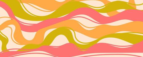 Smooth Yellow and Pink Abstract Background with Flowing Wavy Lines. Multicolored curvy bulky lines. Perfect for print, web, banner, cards vector