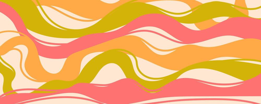Smooth Yellow and Pink Abstract Background with Flowing Wavy Lines. Multicolored curvy bulky lines. Perfect for print, web, banner, cards