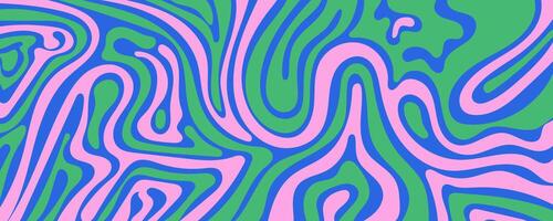 Psychedelic Green and Purple Abstract Background with Wavy Lines. Bold design with colorful lines with flow and optical depth. Perfect for print, posters, cards, web, banners vector