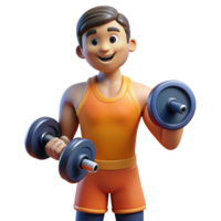 mesmerizing classic Energetic fitness trainer with weights, with Transparent Background sharp png