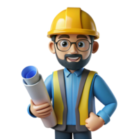 fascinating geometric Innovative engineer with blueprints, with Transparent Background handcrafted png