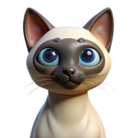 impressive unparalleled Siamese cat, seal point, crossed eyes, curious expression with Transparent Background png