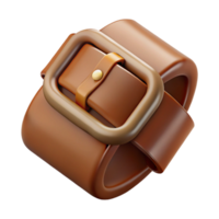 nostalgic fascinating Hyper-specific, professional render of a single brown leather belt buckle Isolated cutout with Transparent Background 8K png