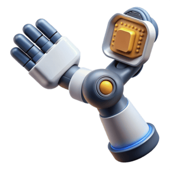 ren exceptionell hyperspecifik begrepp konst stil framställa av en trogen robot ärm innehav en mikrochip, isolerat Skära ut med transparent bakgrund png