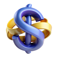 memorable vintage A dollar sign, made of flowing ribbons with Transparent Background precision png