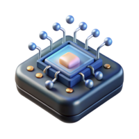 gorgeous mid-century Concept art style, isolated cutout of a single, levitating circuit board with glowing components, ultra-detailed with Transparent Background high quality png