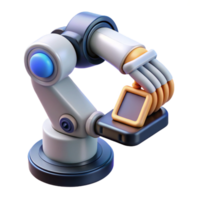 impressive whimsical urban Hyper-specific concept art style render of a futuristic robotic arm holding a microchip, isolated cutout with Transparent Background ultra HD png