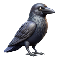 stunning reflective avant-garde A single, realistic raven with glossy feathers, with Transparent Background flawless png
