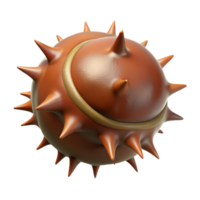 glorious playful artistic Ultra-detailed, isolated cutout of a single, brown chestnut with its spiky outer shell with Transparent Background impeccable png