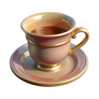 exquisite calm tropical Ultra-detailed, photorealistic, professional render, isolated cutout of a vintage teacup and saucer with Transparent Background expertly shot png